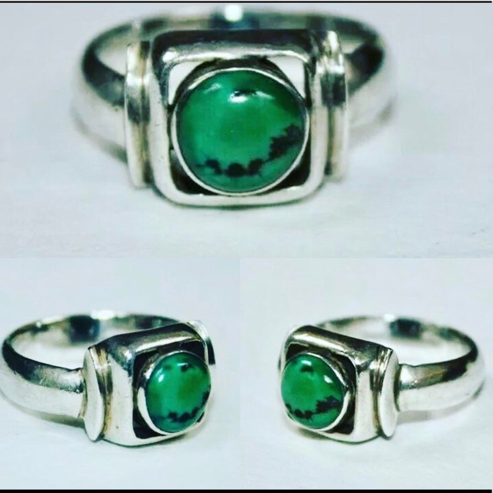 Vintage Midcentury Modernist Sterling Turquoise Ring